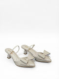 Shoes Heels Leather With Elastic And Bow F-610