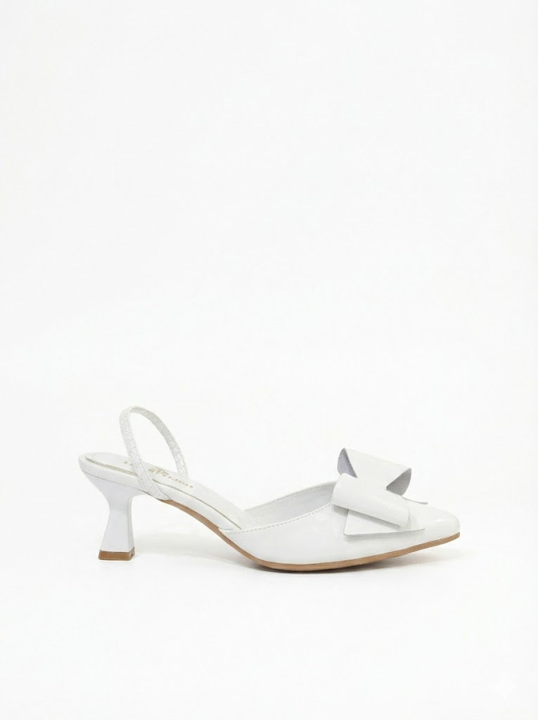 Shoes Heels Leather With Elastic And Bow F-610