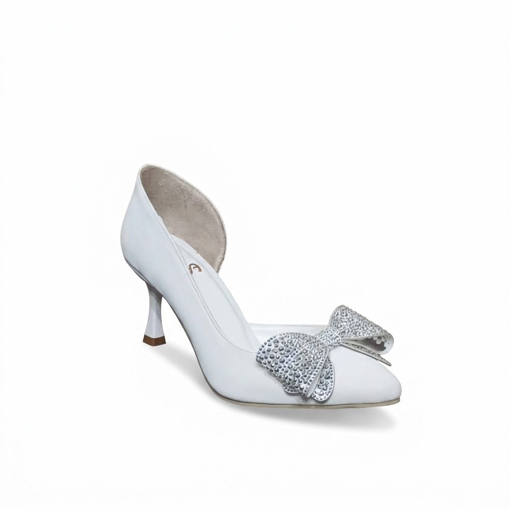 Shoes Heels Leather With Bow Classy GZ-903