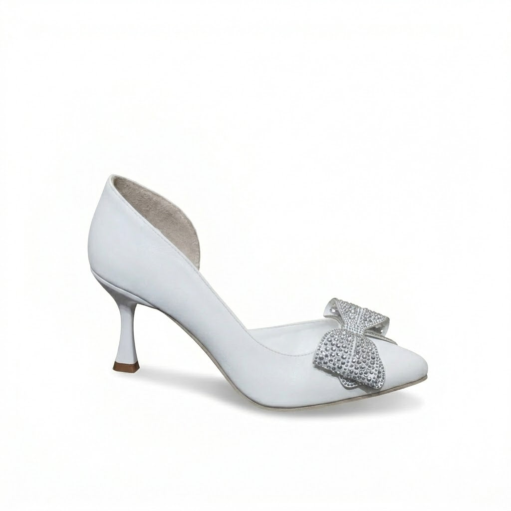 Shoes Heels Leather With Bow Classy GZ-903