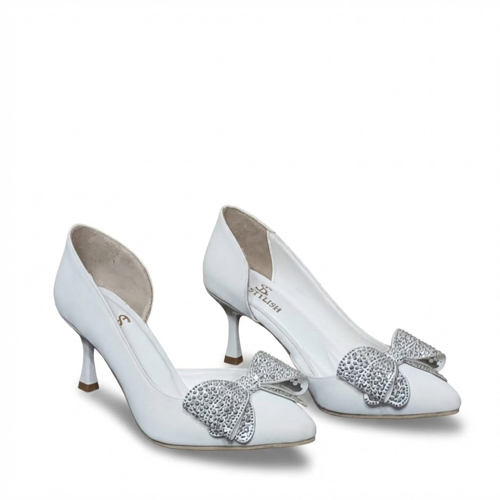 Shoes Heels Leather With Bow Classy GZ-903