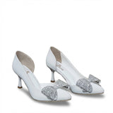 Shoes Heels Leather With Bow Classy GZ-903