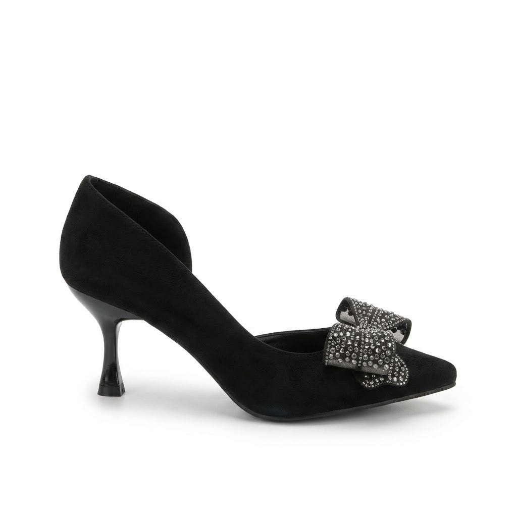 Shoes Heels Leather With Bow Classy GZ-903