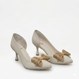 Shoes Heels Leather With Bow Classy GZ-903