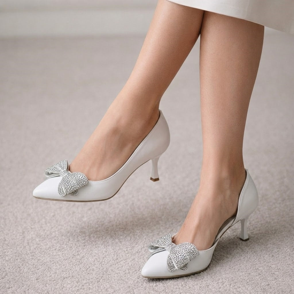 Shoes Heels Leather With Bow Classy GZ-903