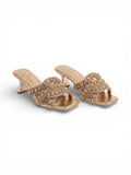 Slipper Heels Leather With Embroide Elegant X-14