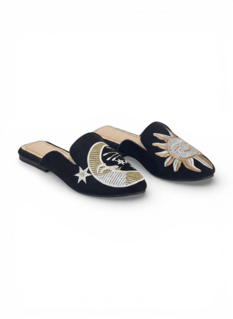 Mules Flat Fabric With Print SB-702