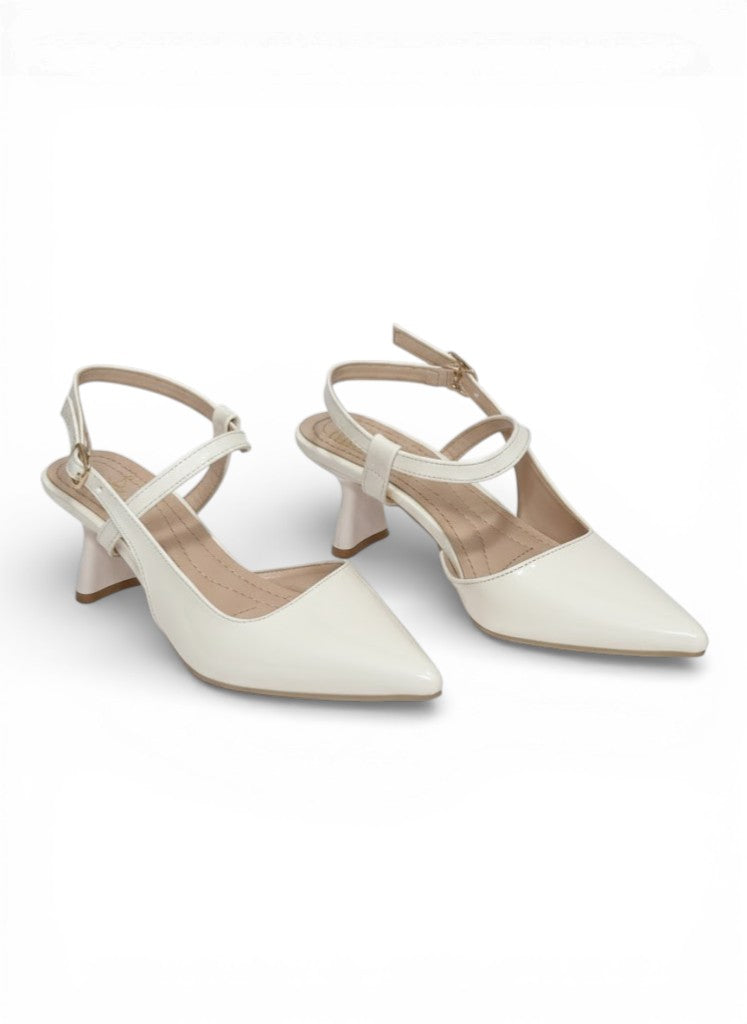 Shoes Heels Leather Glossy With Buckle F-614