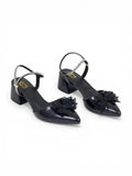 Shoes Mid Heels Leather Glossy With Bow F-618