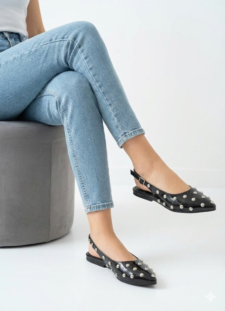 Mules Flat Leather Glossy With Buckle BF-805