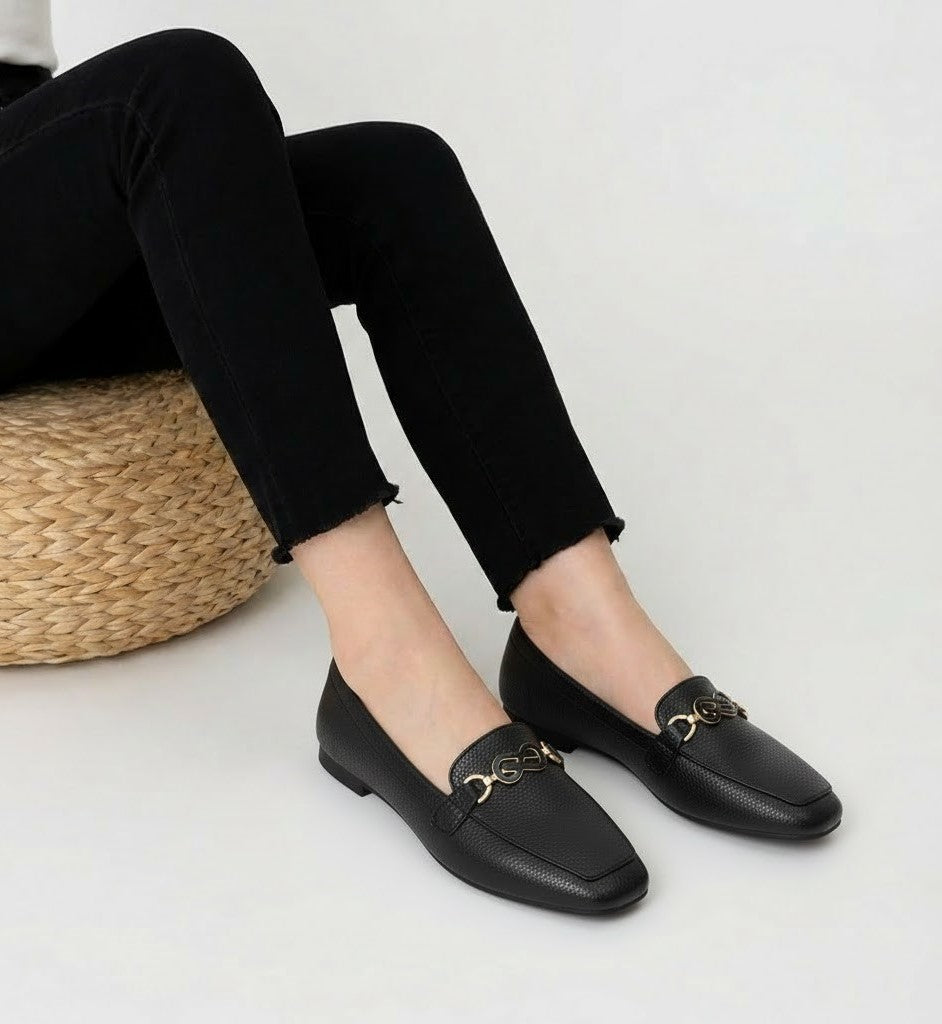 Ballerina Flat Leather Square BN-515