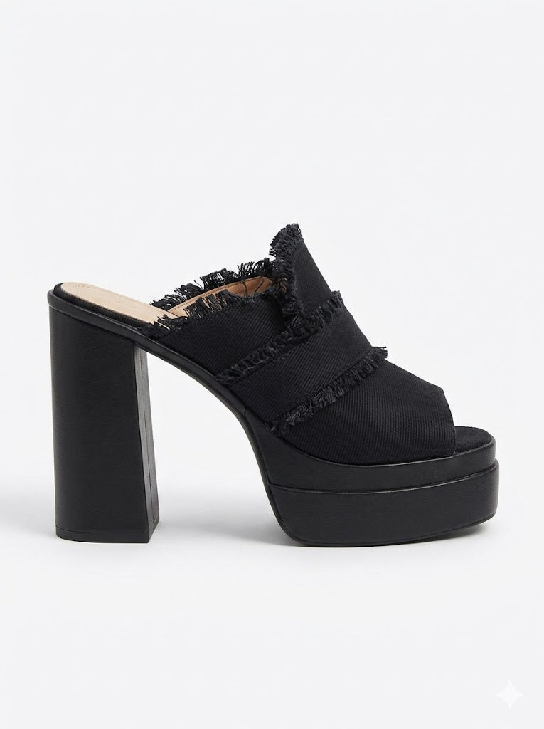 High Heel Slipper Jeans Elegant X-12