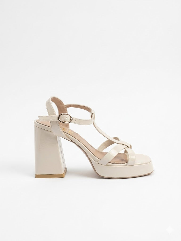 Sandal High Heel Leather Glossy H-16