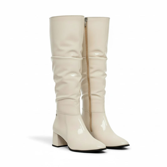 Long Boot Mid Heels Leather Glossy LB-48