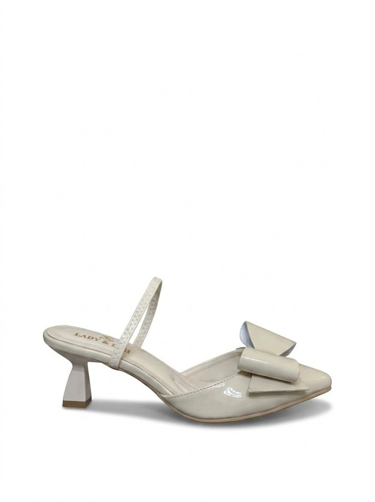 Shoes Heels Leather With Elastic And Bow F-610