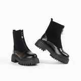 Ankle Boot Leather And Suede With Zipper Elegant E-104