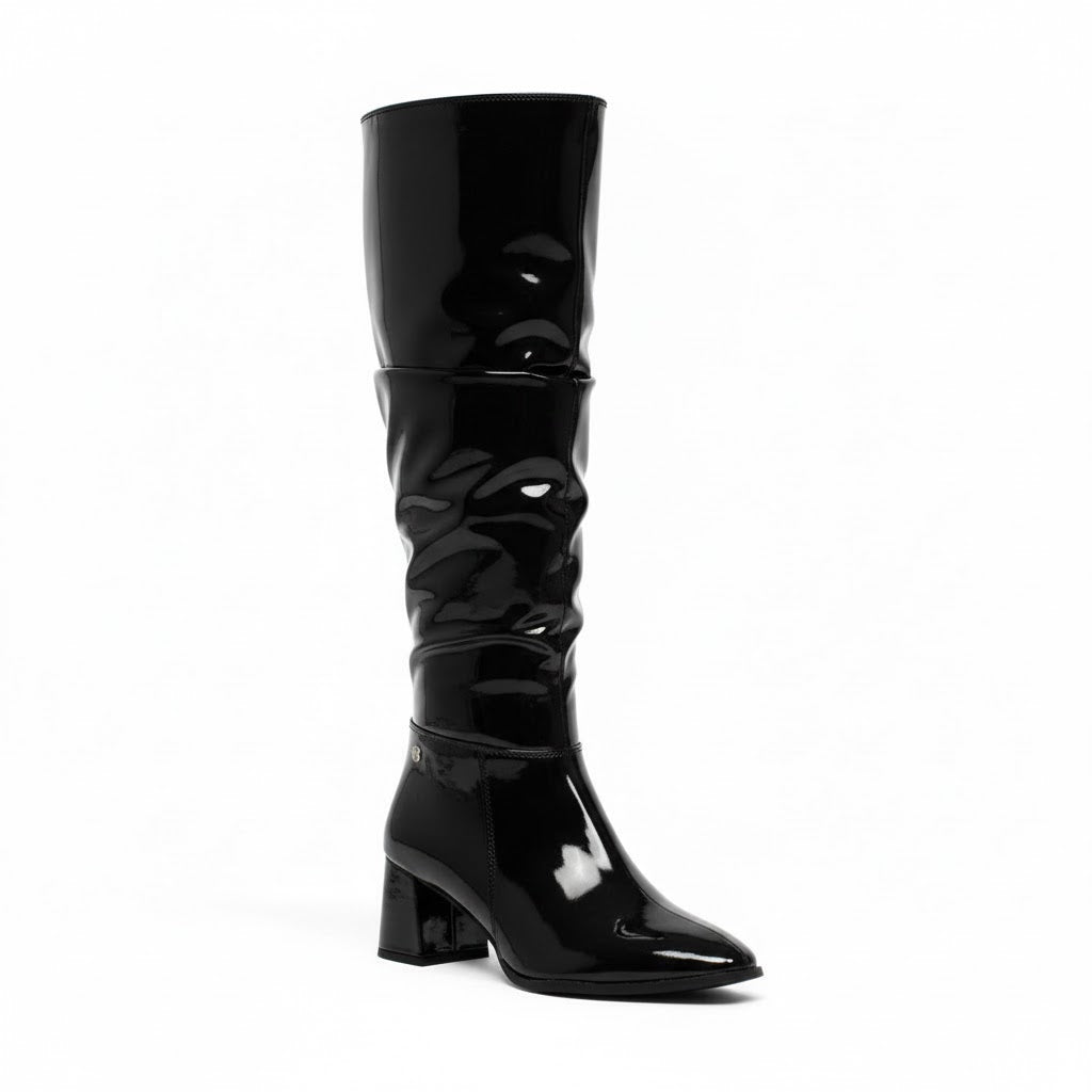 Long Boot Mid Heels Leather Glossy LB-48