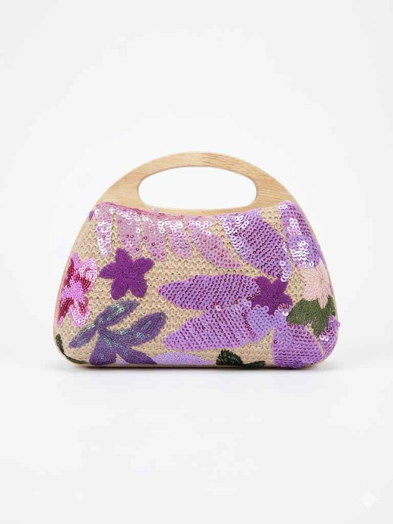 crossbody evening bag Embroidered flor details ZS-11