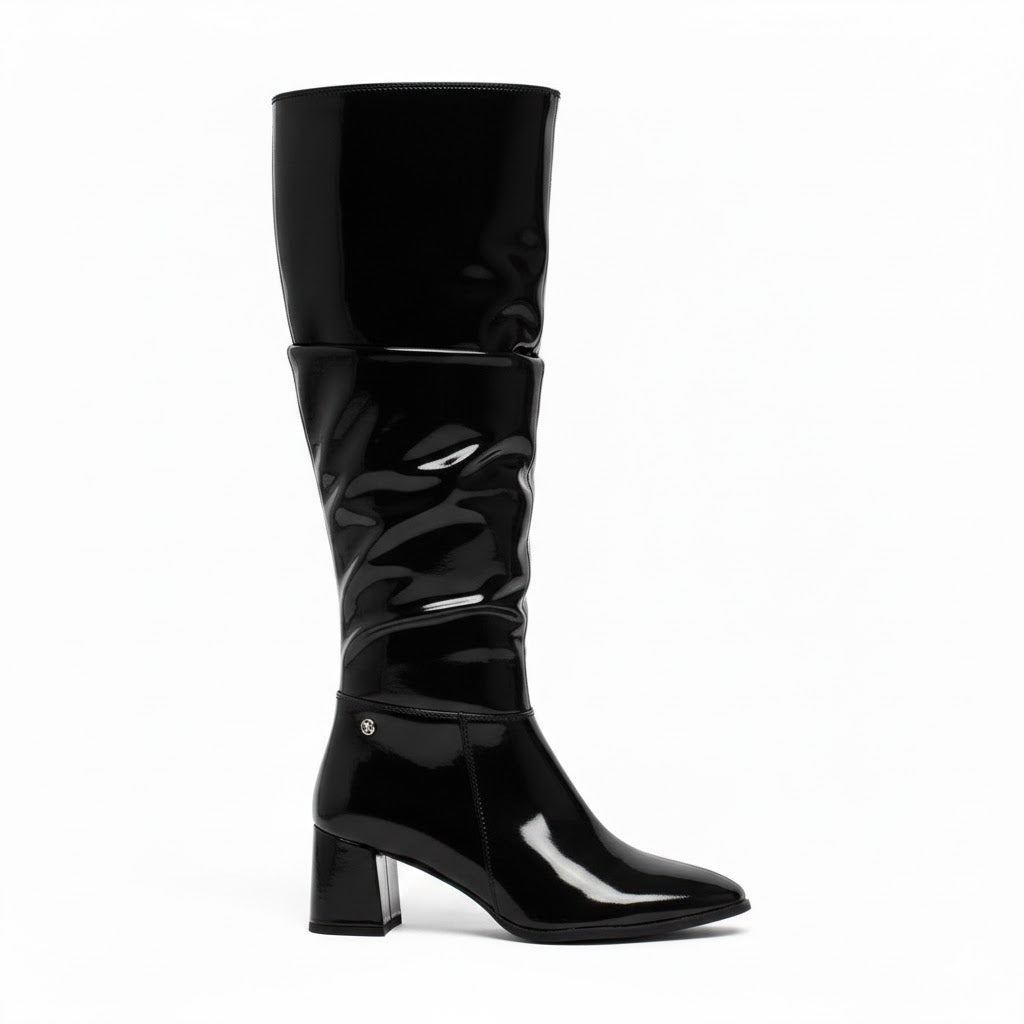 Long Boot Mid Heels Leather Glossy LB-48