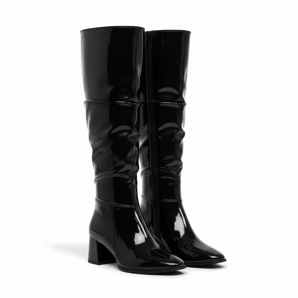 Long Boot Mid Heels Leather Glossy LB-48