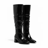 Long Boot Mid Heels Leather Glossy LB-48