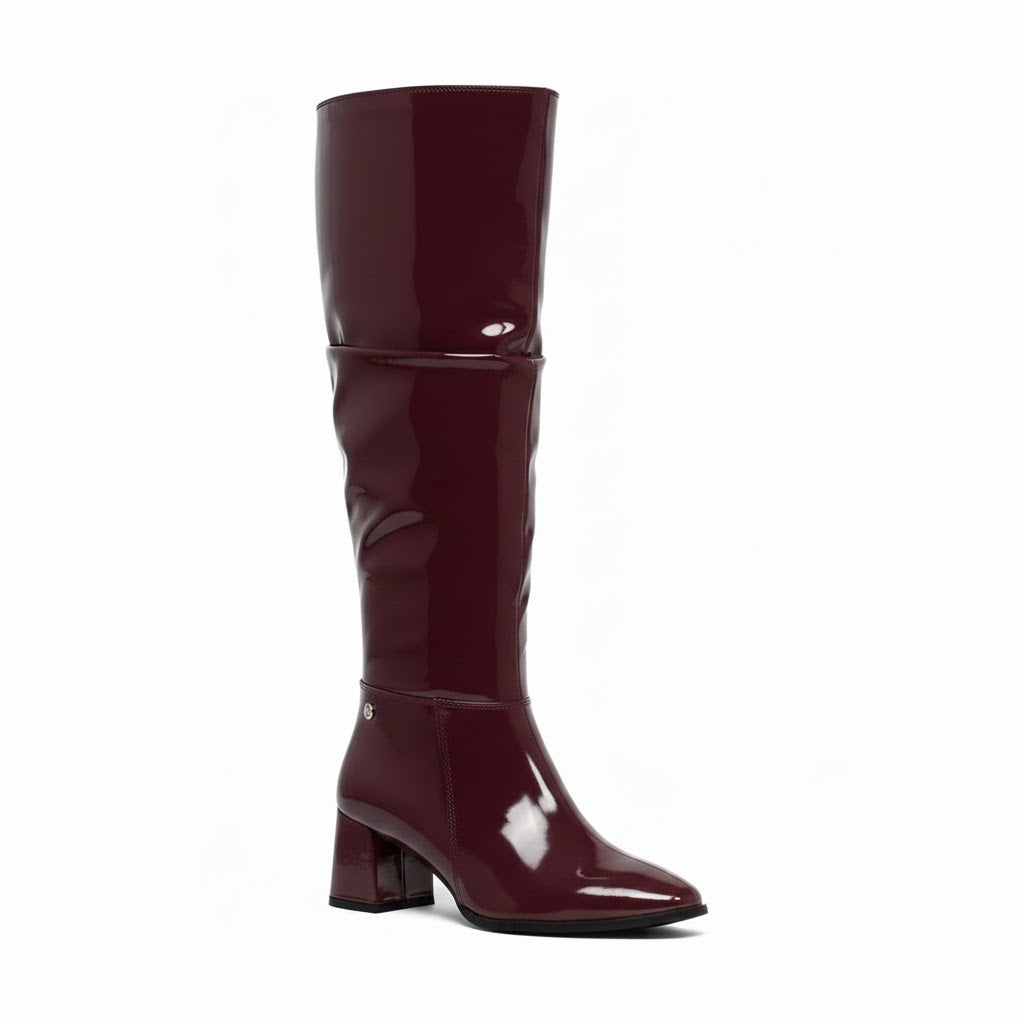 Long Boot Mid Heels Leather Glossy LB-48