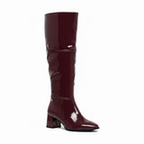 Long Boot Mid Heels Leather Glossy LB-48