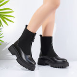 Ankle Boot Leather And Suede With Zipper Elegant E-104
