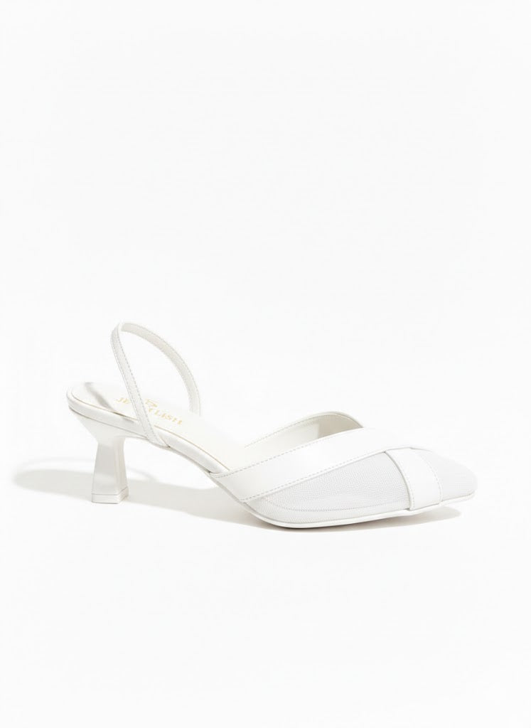 Shoes Mid Heels Leather With Elastic F-608