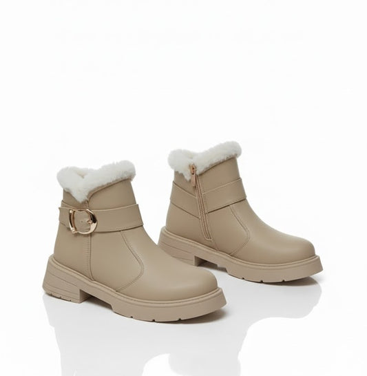 Ankle Boot Flat Leather With Fur G-57