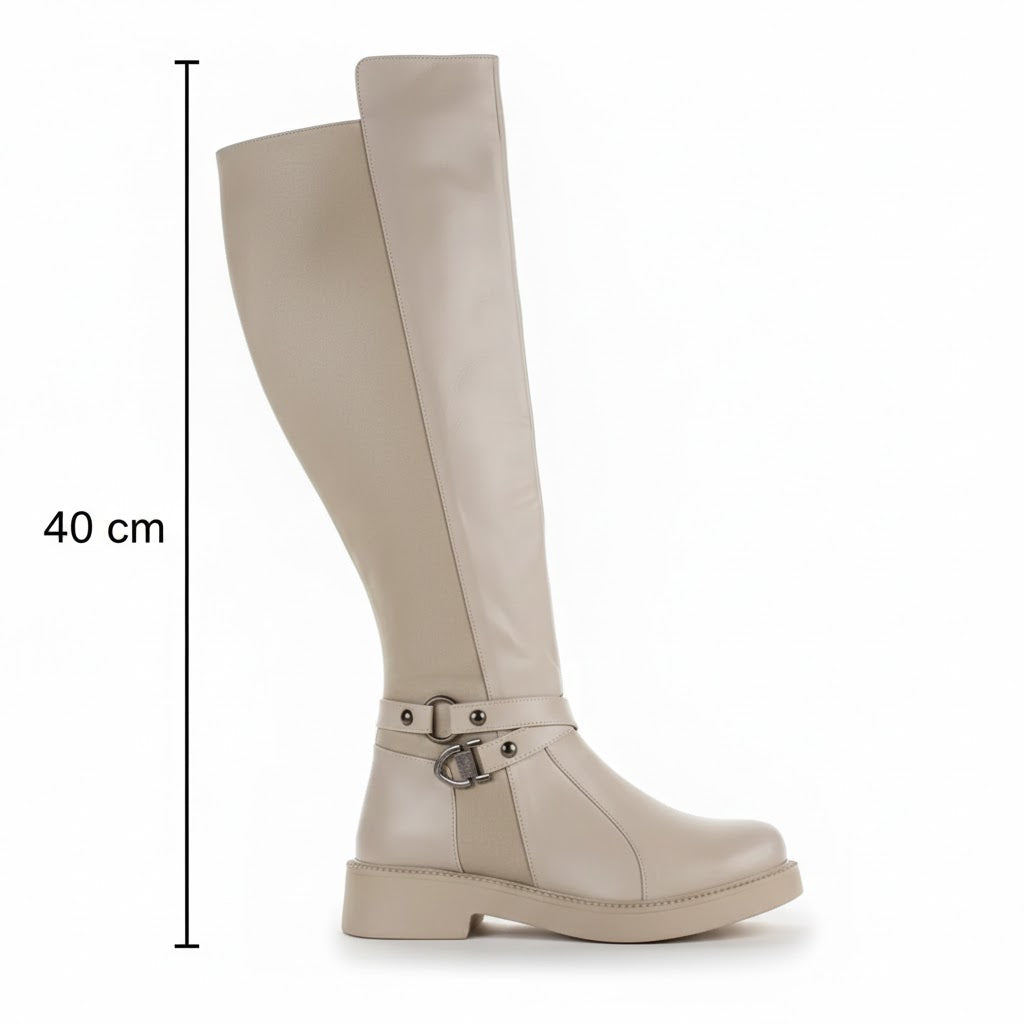 Long Boot Leather And Suede Elegant LB-47