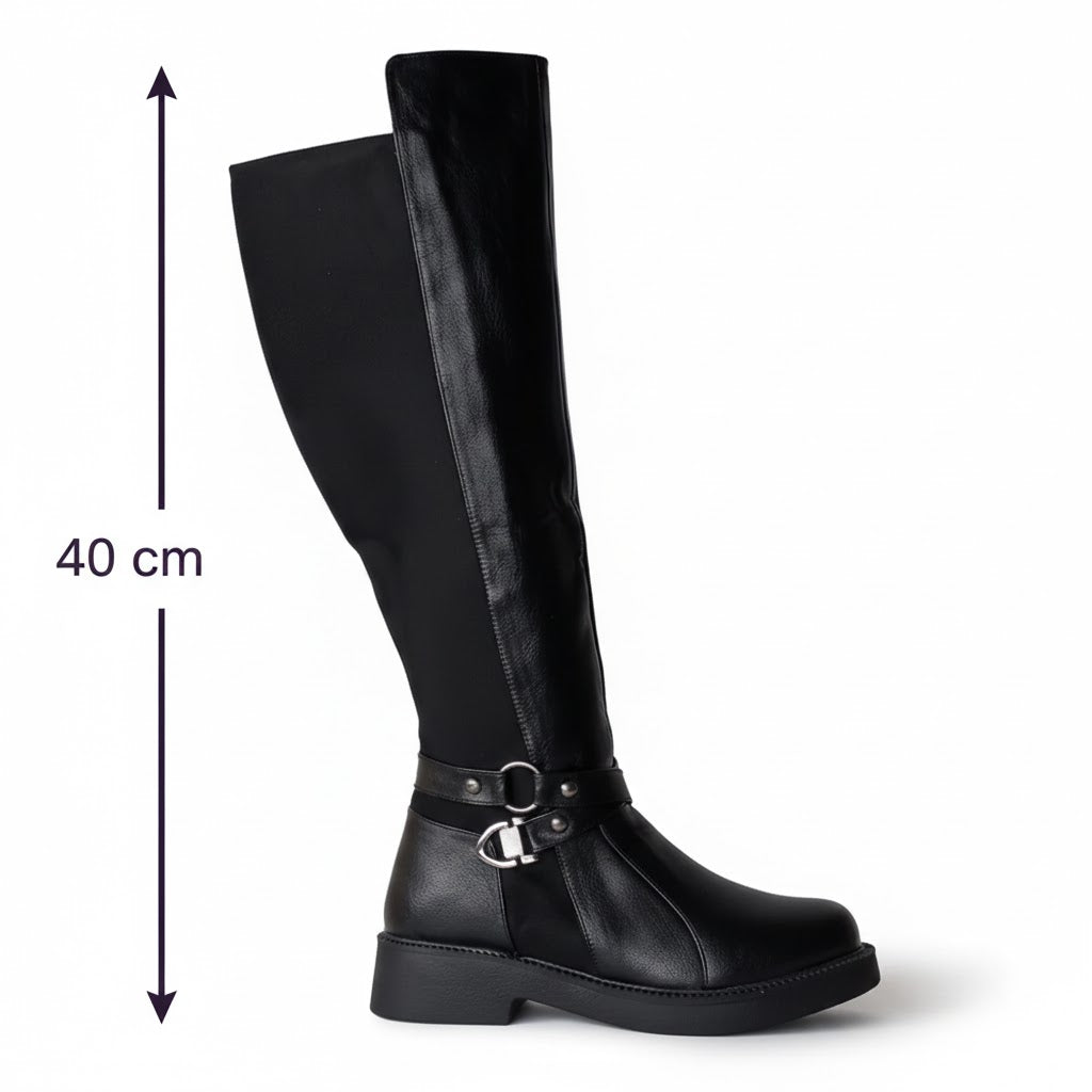 Long Boot Leather And Suede Elegant LB-47