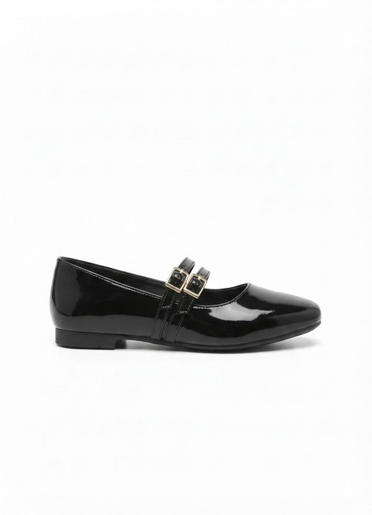 Ballareina Flat Leather Glossy With Buckle BF-806