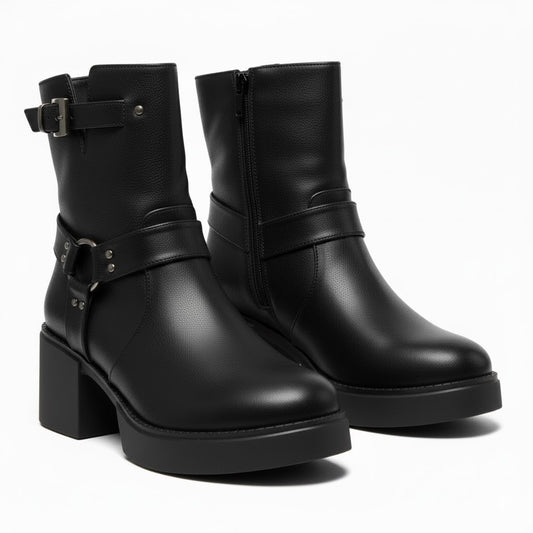 Ankle Boot Leather With Accesories E-106