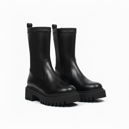 Ankle Boot Mid Heels Leather Comfort  E-107