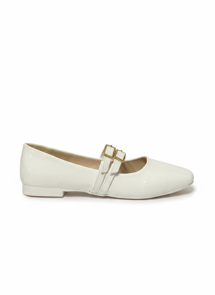 Ballareina Flat Leather Glossy With Buckle BF-806