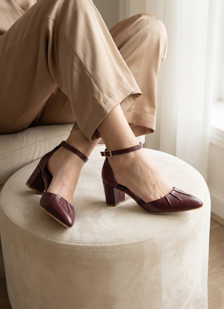 Shoes Mid Heels Leather F-606