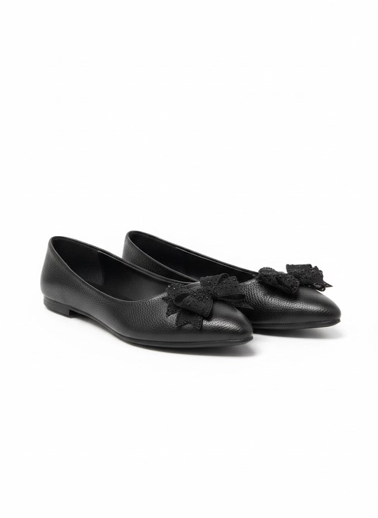 Ballerina Flat Leather Pointed With Bow BN-519