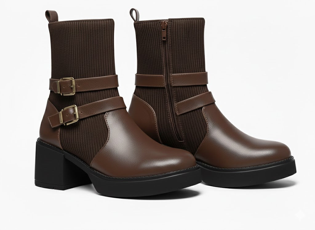 Ankle Boot Leather With Elastic E-108