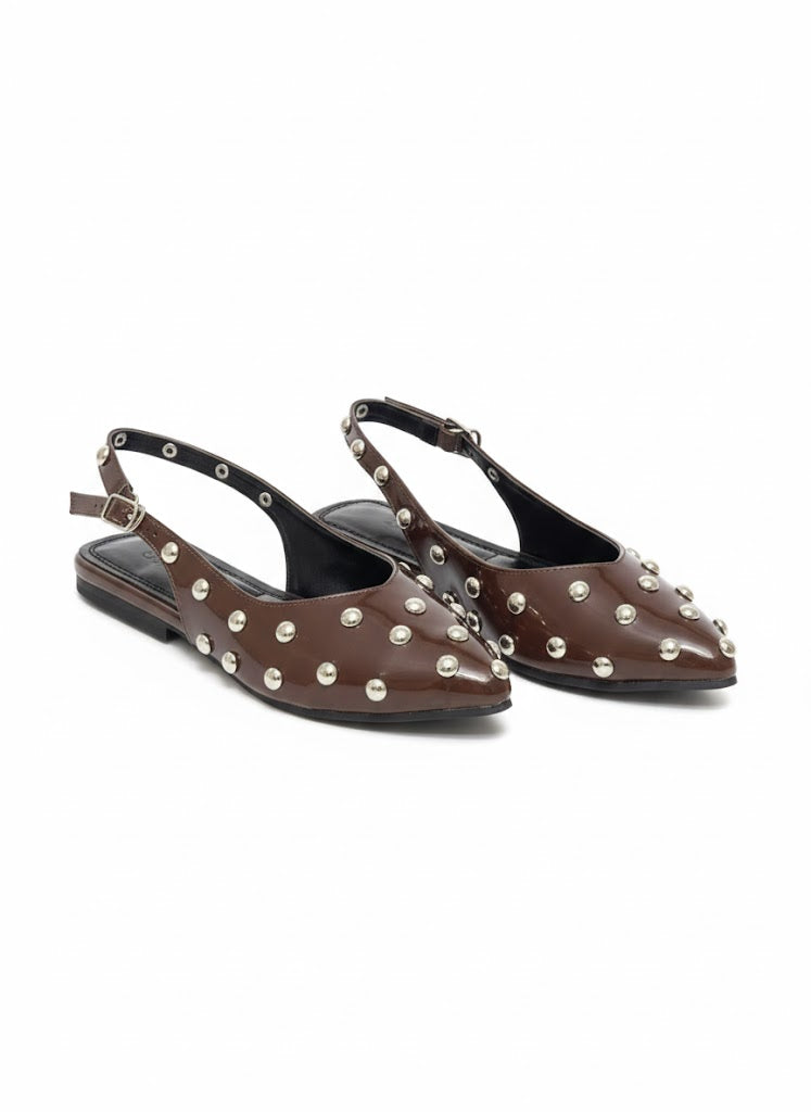 Mules Flat Leather Glossy With Buckle BF-805