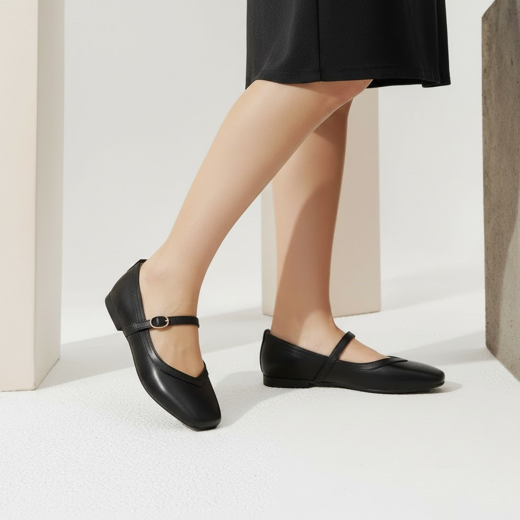 Ballerina Flat Leather Square BF-802