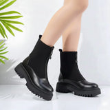 Ankle Boot Leather And Suede With Zipper Elegant E-104