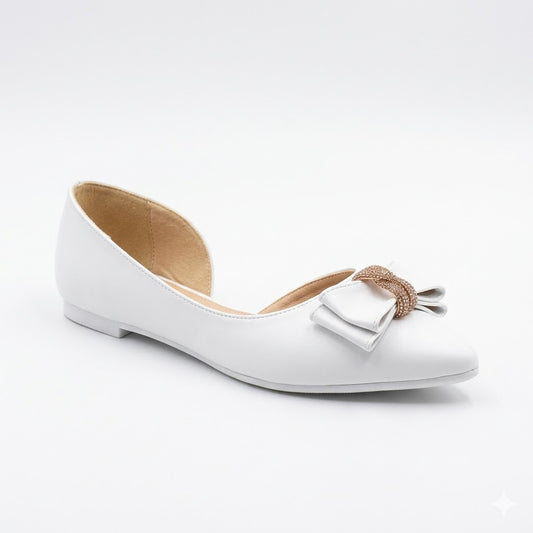 Ballerina Flat Leather With Bow Elegant BN-520
