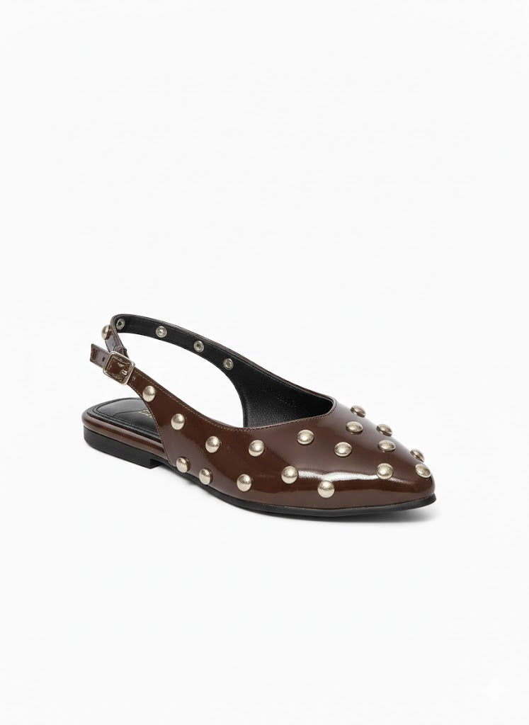 Mules Flat Leather Glossy With Buckle BF-805