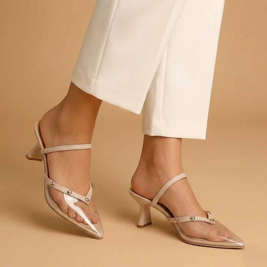 Shoes Mid Heels With Elastic F-604