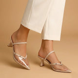 Shoes Mid Heels With Elastic F-604