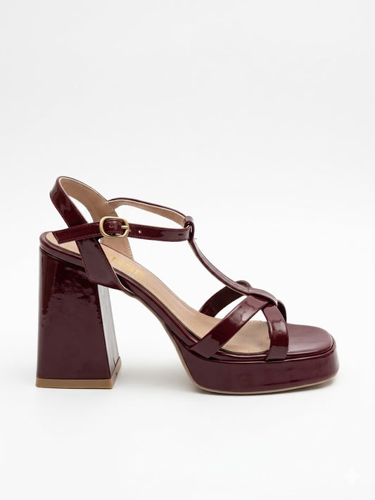 Sandal High Heel Leather Glossy H-16