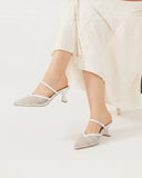 Shoes Mid Heels Fabric With Elastic F-603