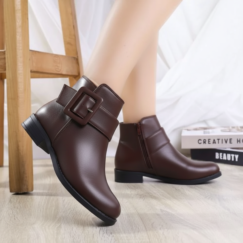 Ankle Boot Leather With Zipper G-25