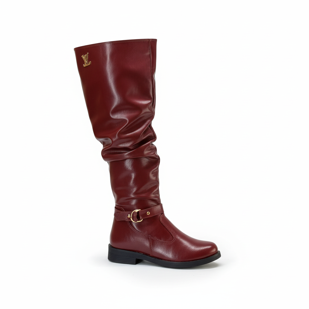 Long boot flat leather with accessories LB-43
